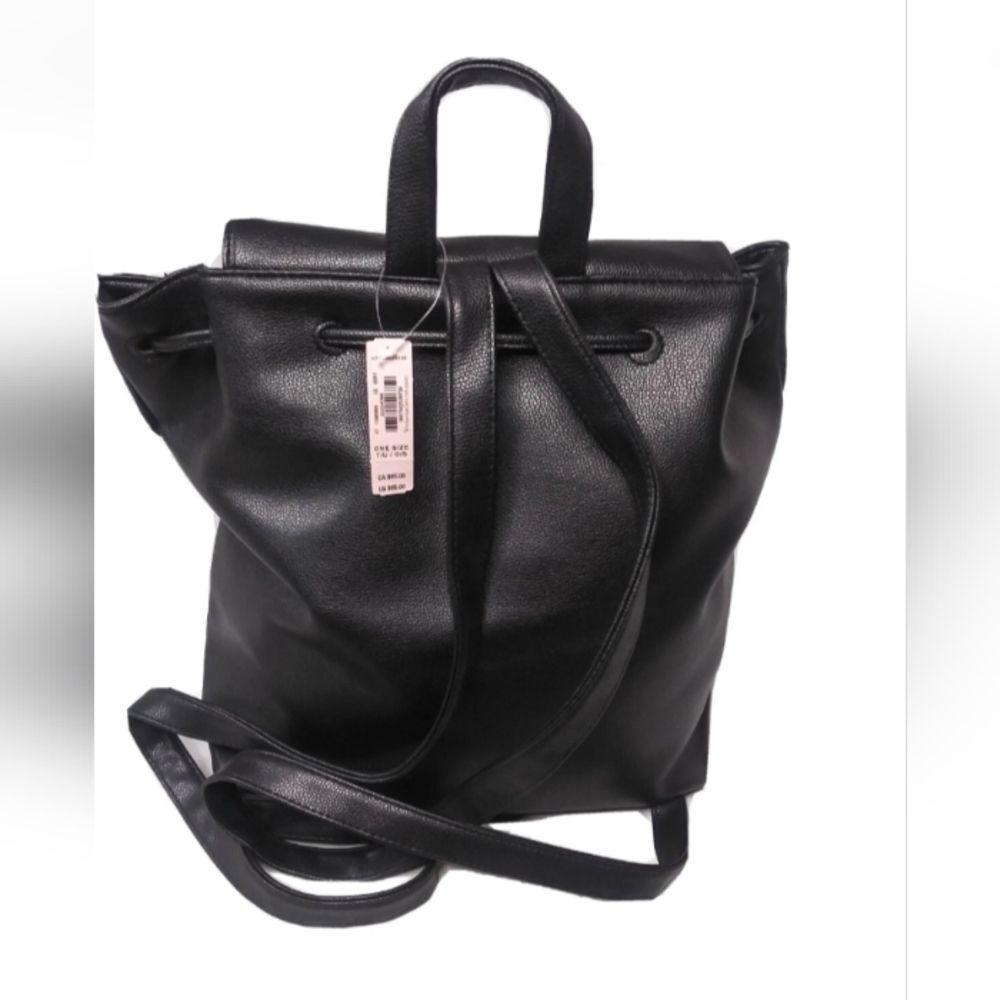 Victoria Secret Backpack Bag Black Faux Leather Purse Retail $85 - Picture 1 of 6